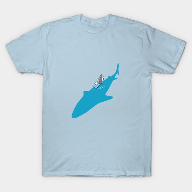 Shark paper boat camouflage joke T-Shirt by ntesign